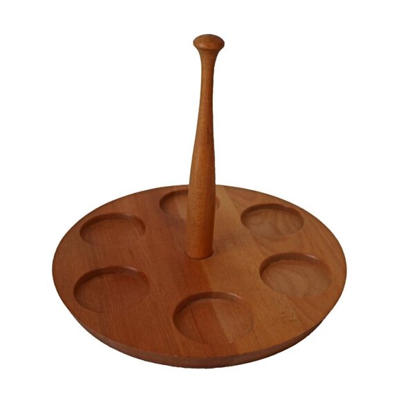 Vintage MCM Wooden Tray with Salt and Pepper and 4 Egg Cups Napco Giftcraft - Picture 6 of 7